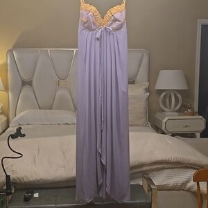 Victoria's Secret Vintage 1998 Lavender Chemise with Gold Lace EUC